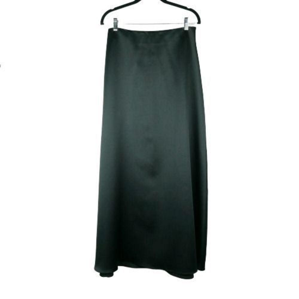 JS Collections Womens Black Satin Full Length Skirt Petite Formal Event Size 6